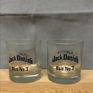JACK DANIELS Whiskey Low Ball Glass Lot of 2 - Old No 7 Tennessee Whiskey